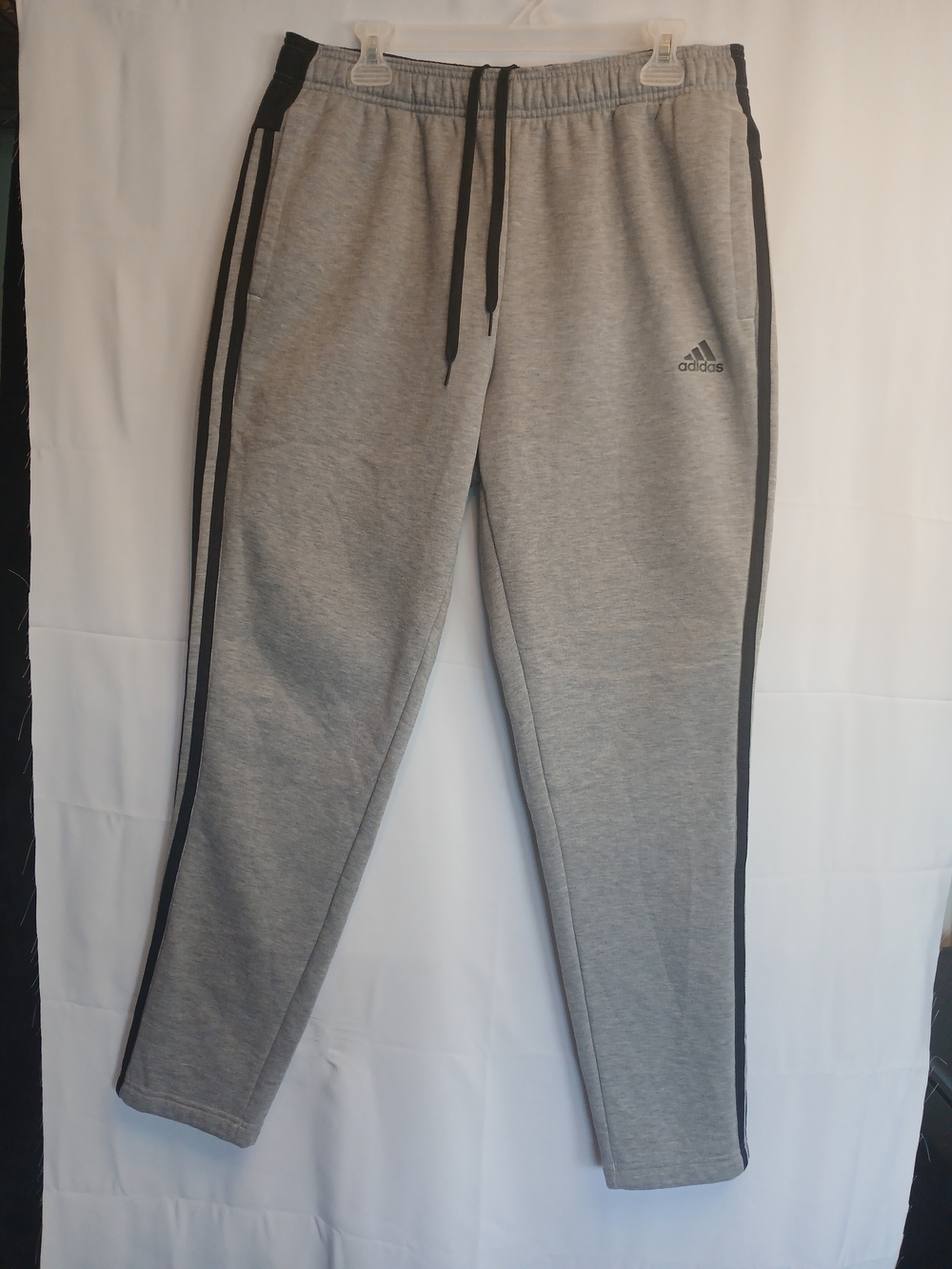 Gray & Black Stripe Slim Fit Jogger Sweatpants L Adidas